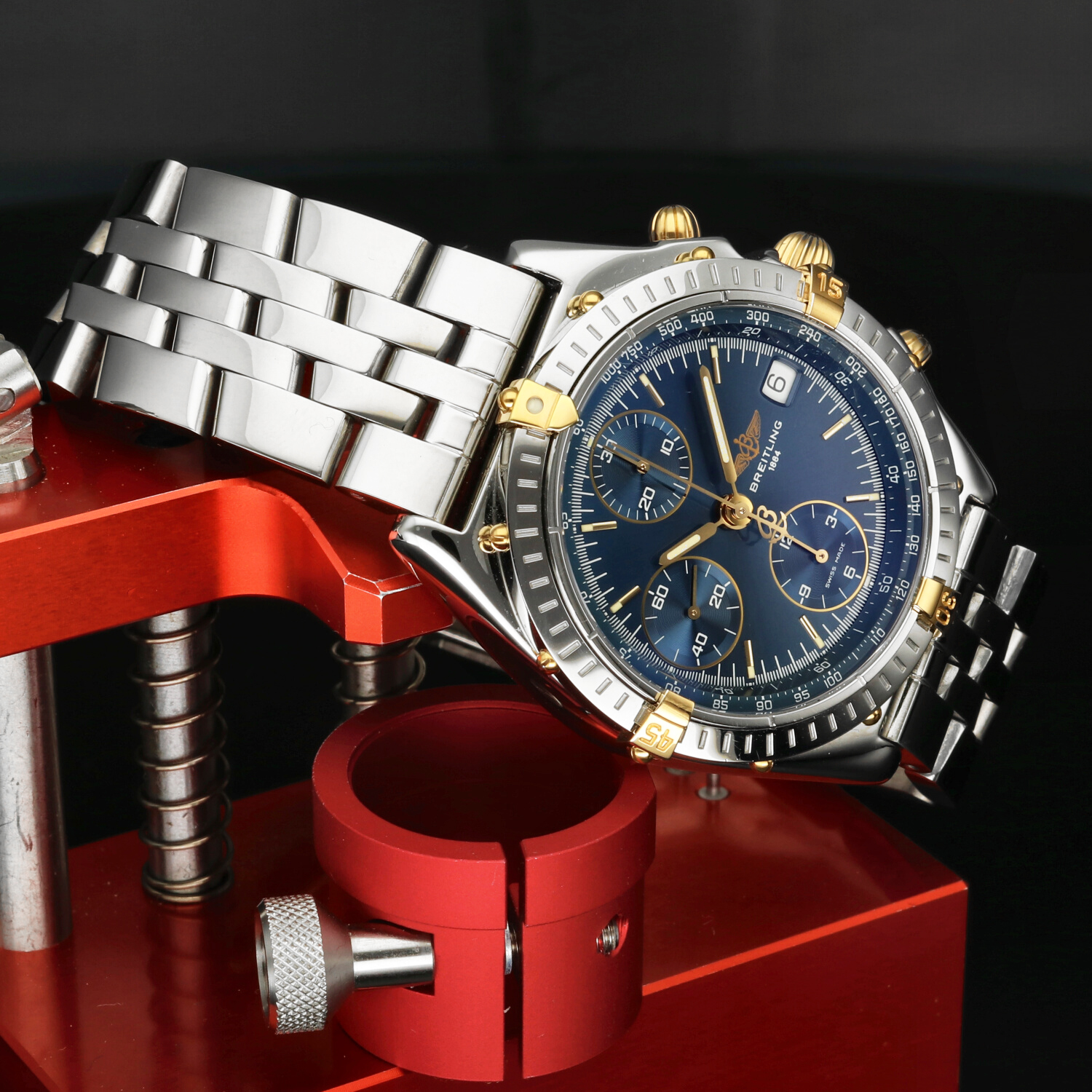 Breitling Chronomat B13050 Two Tone 39mm Quadrante Blu 1994 – Cronografo Automatico Acciaio Oro – Scatola & Garanzia - immagine 3