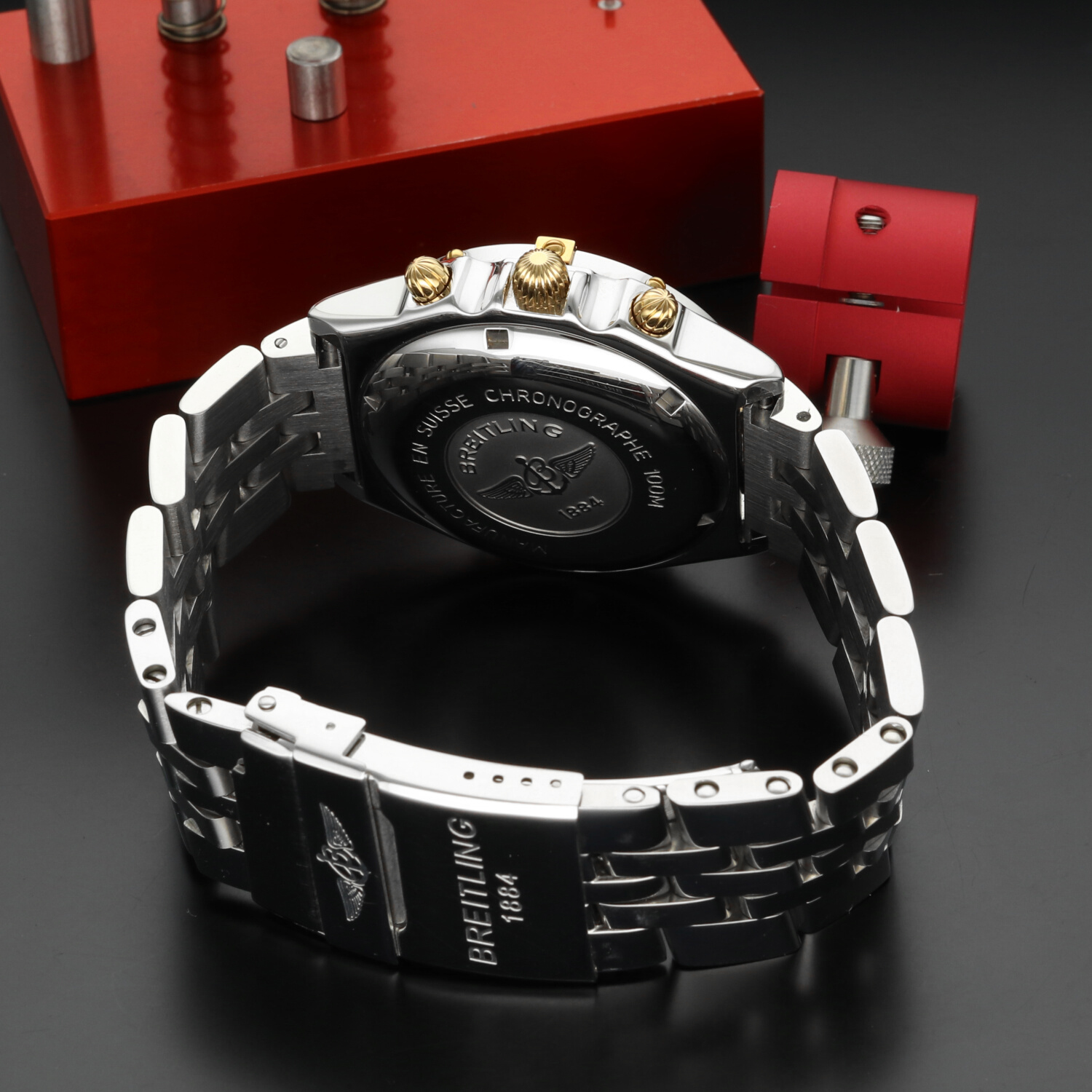 Breitling Chronomat B13050 Two Tone 39mm Quadrante Blu 1994 – Cronografo Automatico Acciaio Oro – Scatola & Garanzia - immagine 9