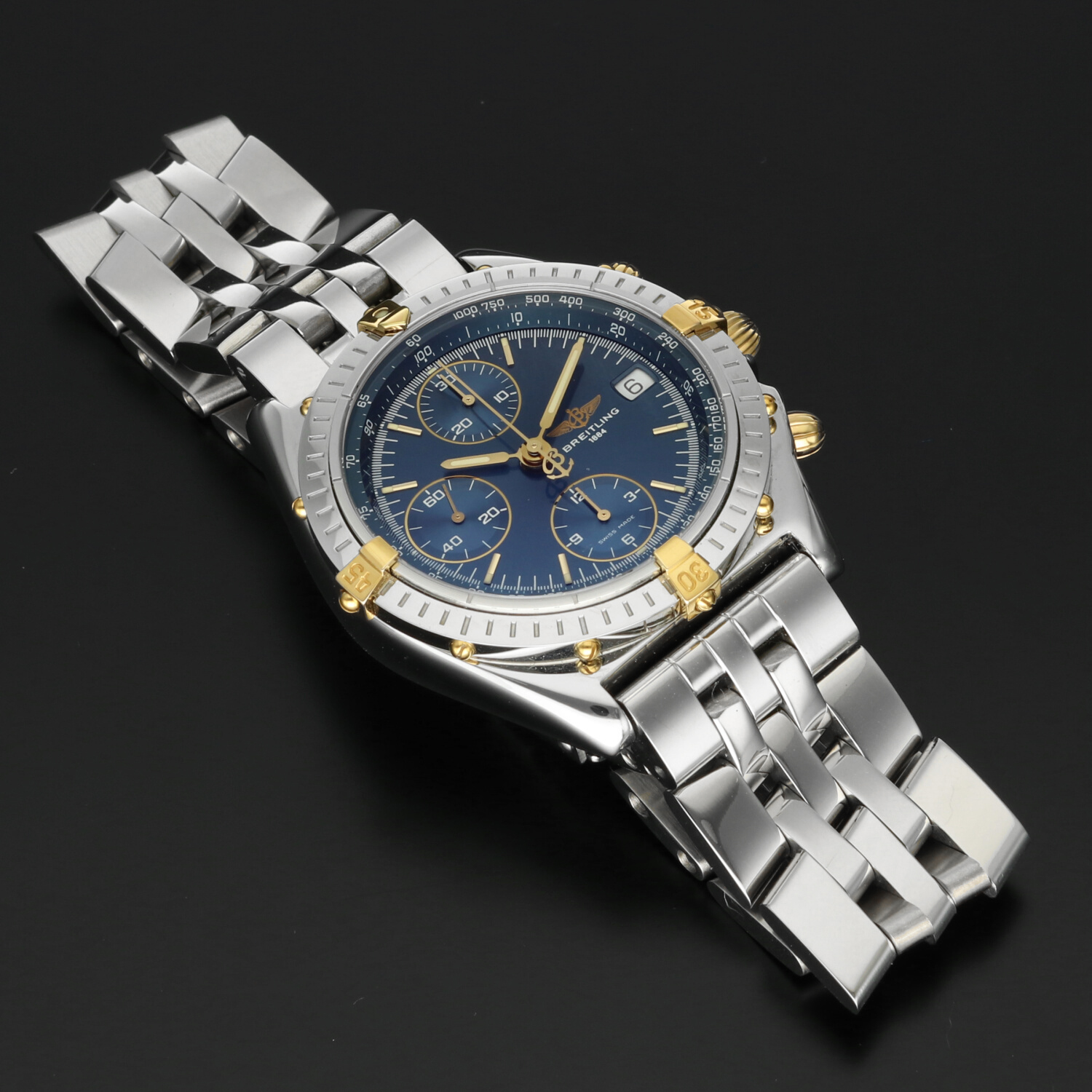 Breitling Chronomat B13050 Two Tone 39mm Quadrante Blu 1994 – Cronografo Automatico Acciaio Oro – Scatola & Garanzia - immagine 10
