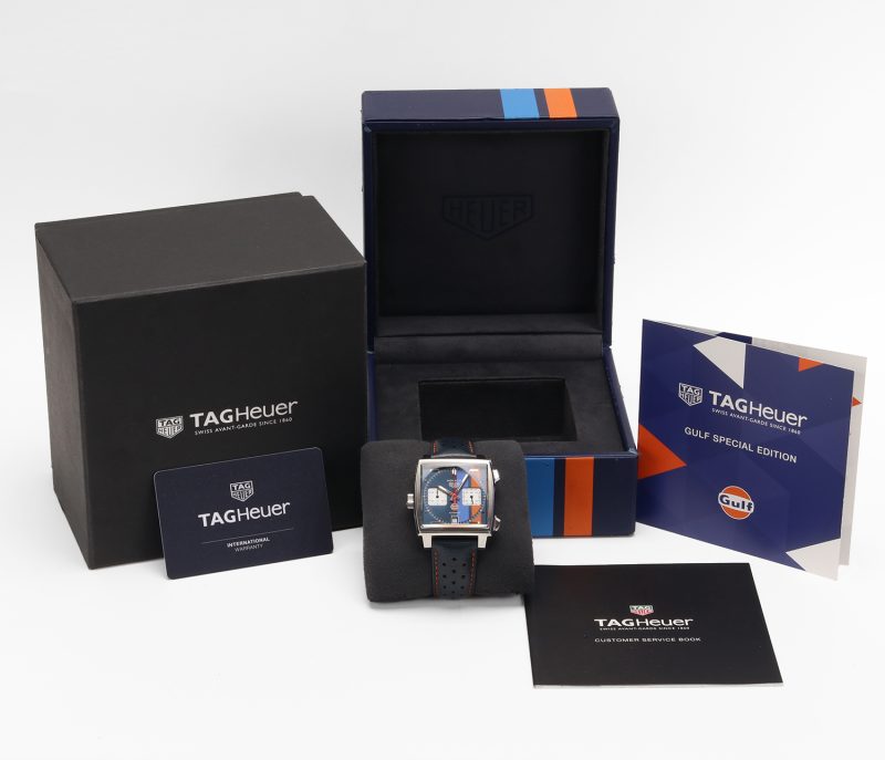 TAG Heuer Monaco Gulf Special Edition ref. CAW211R.FC6401 – Cronografo Automatico Calibre 11 – 39mm – con Scatola e Garanzia 2020 - immagine 16