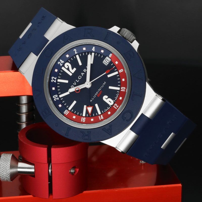 Bulgari Aluminium GMT Ref. 103554 – Orologio Automatico, Quadrante Blu, Full Set 2022, Condizioni Mai Indossato - immagine 2