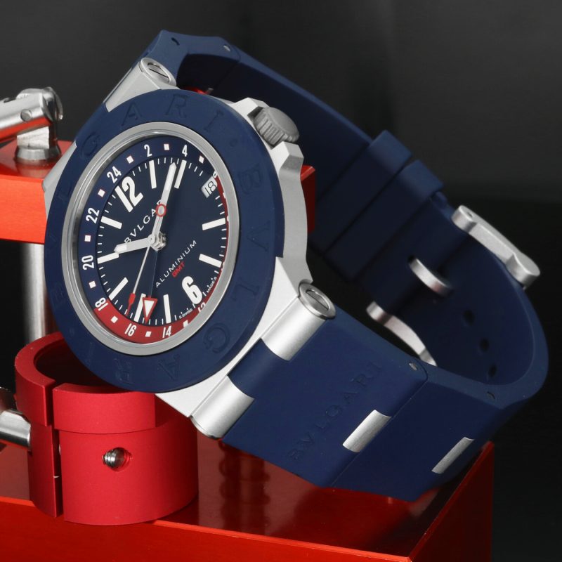 Bulgari Aluminium GMT Ref. 103554 – Orologio Automatico, Quadrante Blu, Full Set 2022, Condizioni Mai Indossato - immagine 3