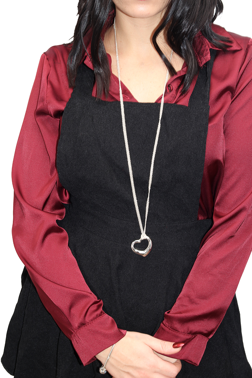 Tiffany & Co. Open Heart Modello Grande in Argento con Catena Mesh – Design Elsa Peretti - immagine 3