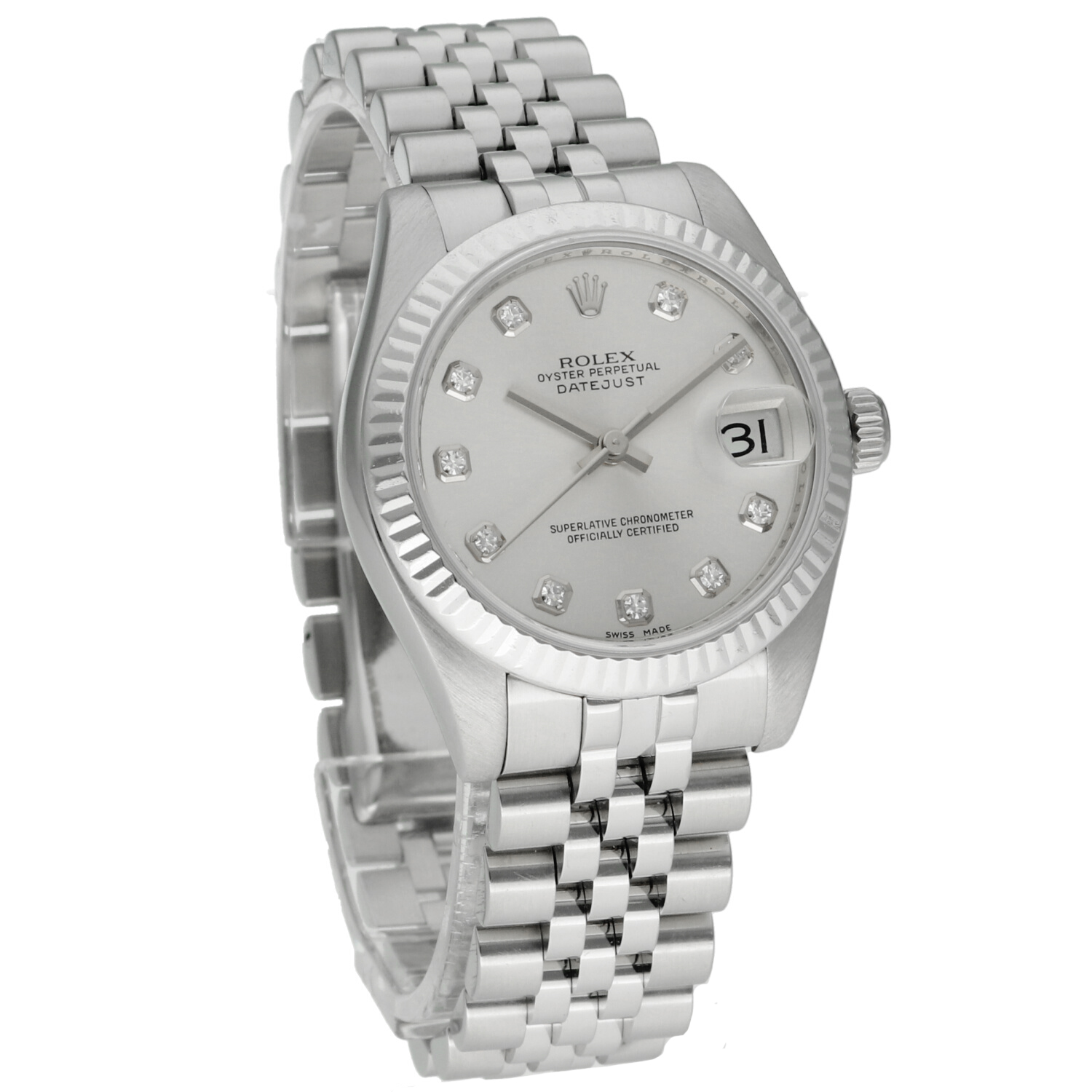 Rolex Datejust 31 Ref. 178274 Silver Diamond Dial Jubilee Steel White Gold c.2013