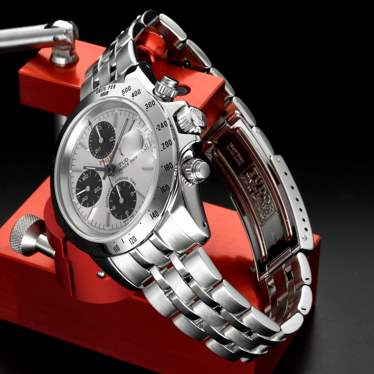 Tudor Prince Date Tiger 79280 Ghost Quadrante Argento Cronografo Automatico 40mm Anno 2000 Full Set - immagine 3