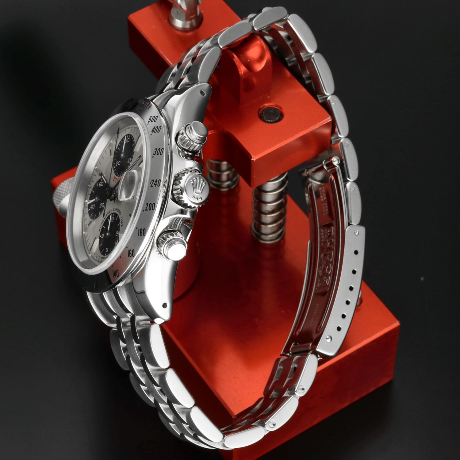 Tudor Prince Date Tiger 79280 Ghost Quadrante Argento Cronografo Automatico 40mm Anno 2000 Full Set - immagine 4