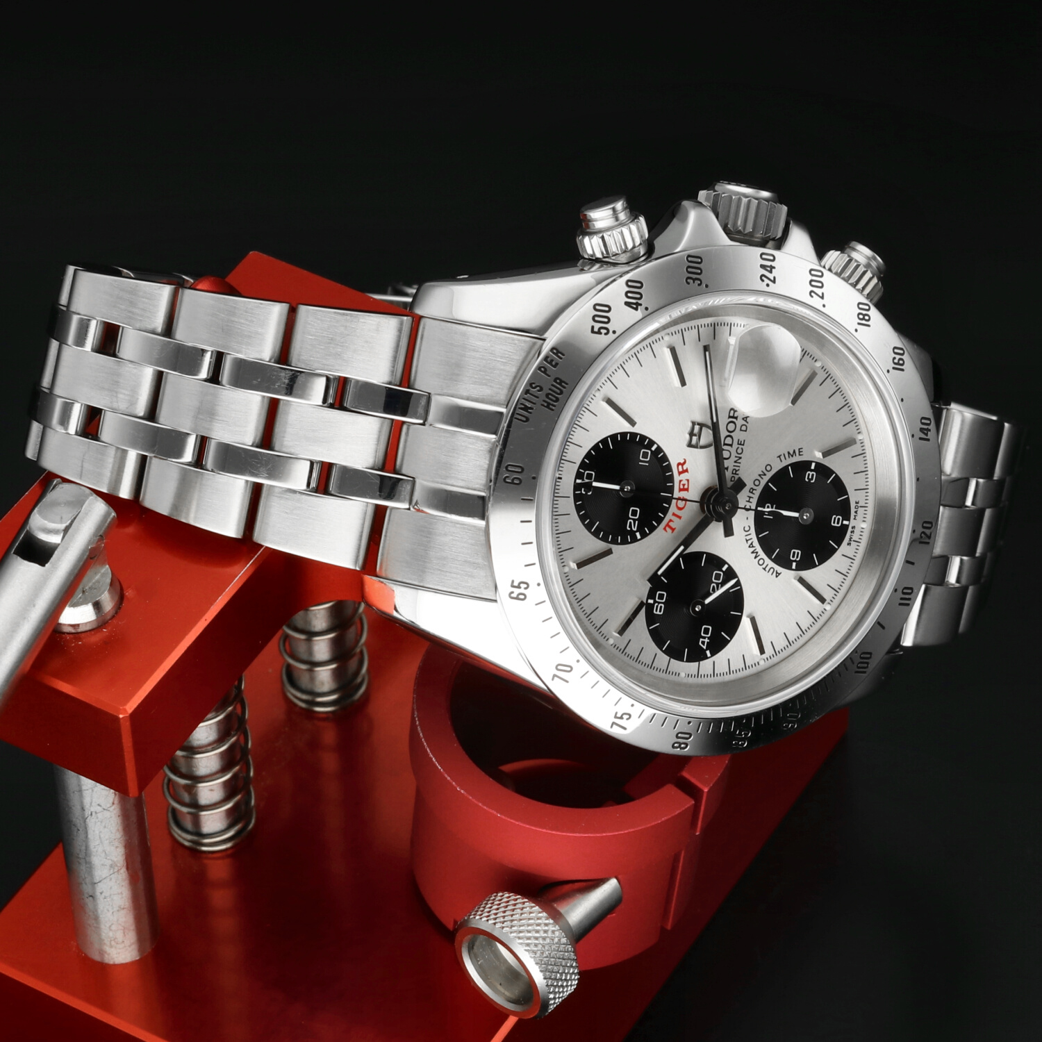 Tudor Prince Date Tiger 79280 Ghost Quadrante Argento Cronografo Automatico 40mm Anno 2000 Full Set - immagine 5