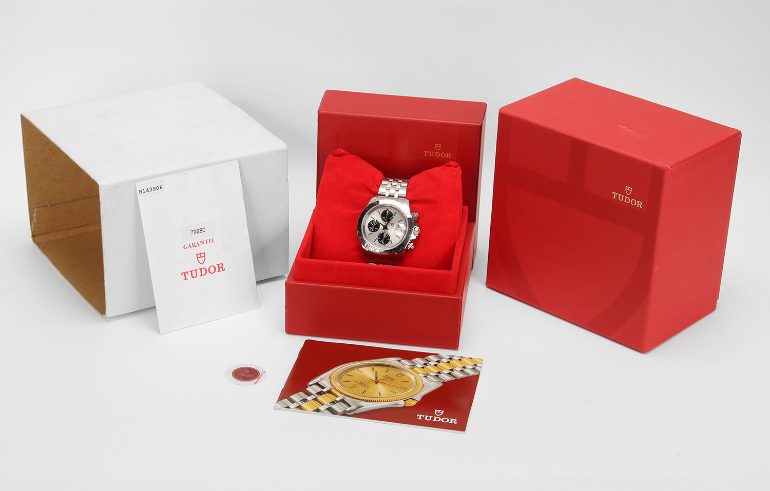 Tudor Prince Date Tiger 79280 Ghost Quadrante Argento Cronografo Automatico 40mm Anno 2000 Full Set - immagine 16