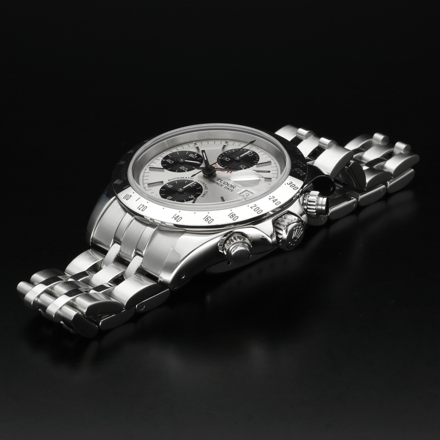 Tudor Prince Date Tiger 79280 Ghost Quadrante Argento Cronografo Automatico 40mm Anno 2000 Full Set - immagine 10